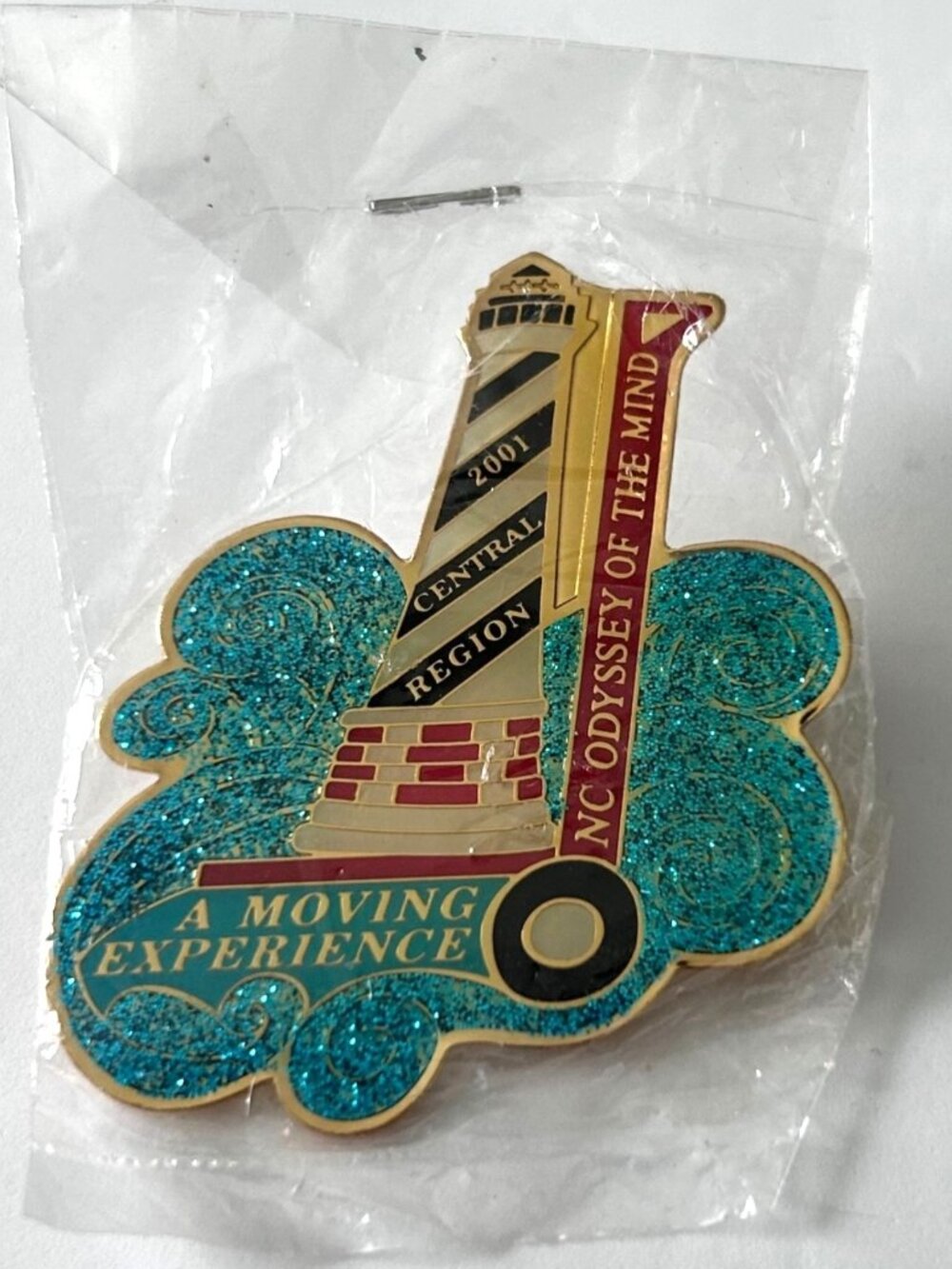 Odyssey of the mInd North Carolina Lighthouse Glitter Ocean Waves Lapel Pin